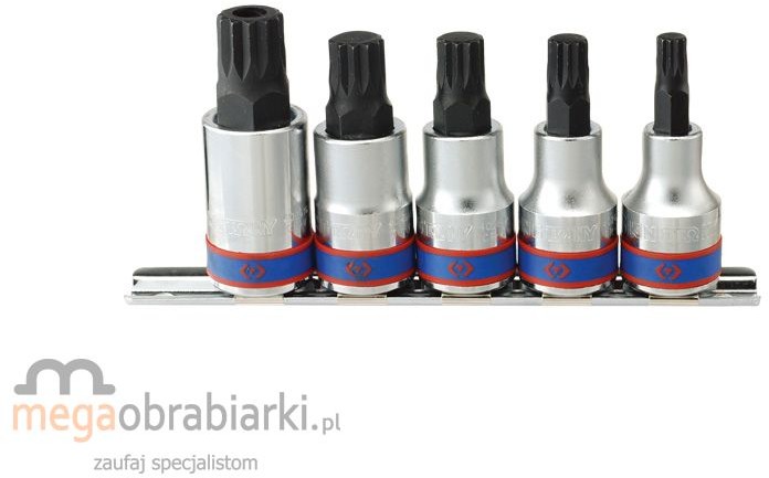 KING TONY zestaw nasadek z końcówką Spline na szynie 4105PR