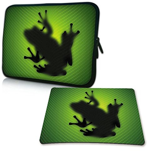 Pedea Design pokrowiec na notebooka z ekranem o przekątnej do 15,6 cala (39,6 cm) z dołączoną podkładką pod mysz Design, motyw Green Frog (zielona żaba) SET019-66060401