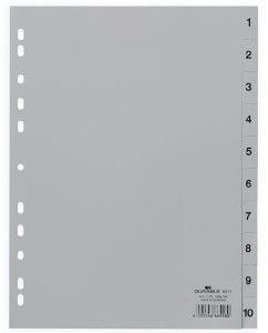 DURABLE Przekładka PP A4 szare, nadrukowane indeksy, 1-10, 10 części
