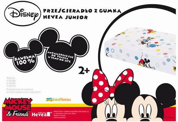 Hevea PRZEŚCIERADEŁKO DISNEY 200x90 MICKEY