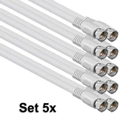 1aTTack.de 1 aTTack kabel przyłączeniowy koncentryczny SAT, wtyk F męskiżeński, podwójnie ekranowany/potrójnie ekranowany/poczwórnie ekranowany/75 dB/85 dB/100 dB/110 dB/120 dB/125 dB SAT, biały FF, poziom ekran