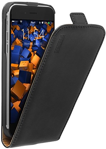 Mumbi Premium Leder Flip Case iPhone torba, iPhone 6/6s, czarny