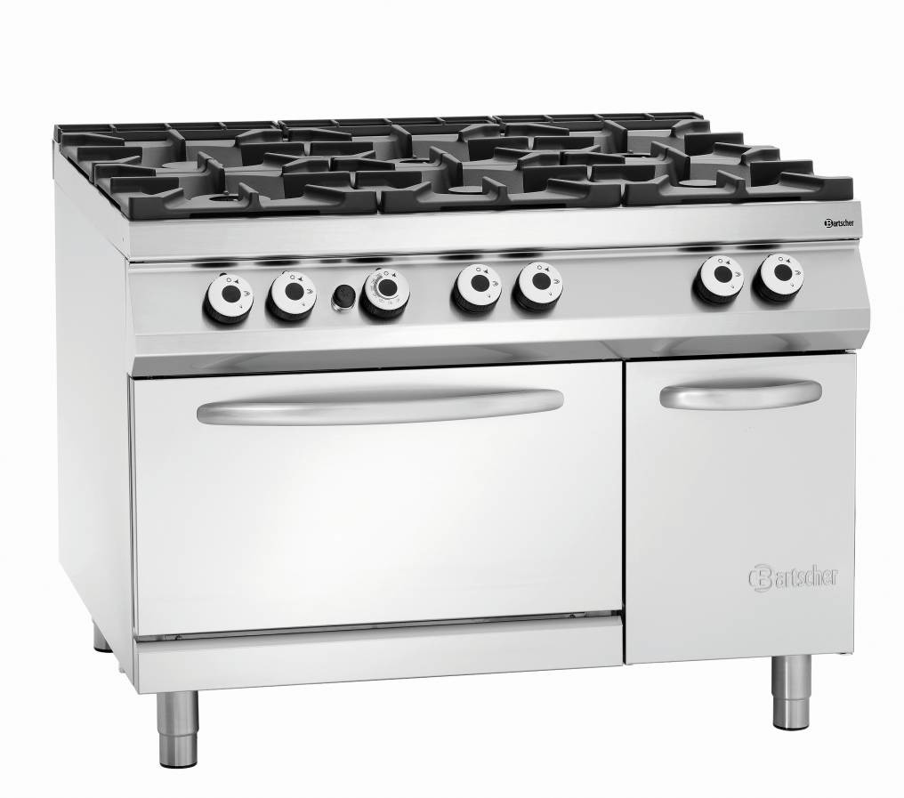 Bartscher 6-palnikowa kuchnia gazowa z piekarnikiem elektrycznym 2/1 GN NS | 1200 x900 x(H) 900-950 mm 2952481
