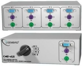 Gembird Przełącznik KVM 4/1 RĘCZNY PS (MYSZ+KLAWIATURA) (CMS-421)