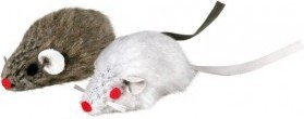 Trixie Mysz Zabawka pluszowa z dzwonkiem - zestaw 2 szt. szara/biała - zabawka dla kota