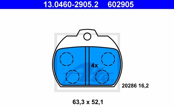 ATE KLOCKI HAM 13.0460-2905.2 VW KAEFER 1.2 60-85 13.0460-2905.2