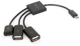 Gembird Kabel OTG USB Micro BM > 2xUSB-AF+Micro BF 13cm (MXSCBPUR)