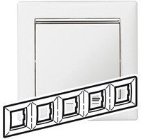 Legrand Valena - Ramka 5-krotna pozioma biała/srebro 770495