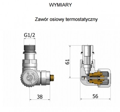 Mera Term Zestaw zaworów grzejnikowych termostatycznych VISION prawy STAL NIERDZ