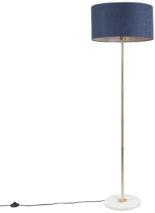 QAZQA Lampa podlogowa Kaso mosiadz klosz 50cm królewski niebieski (95051)