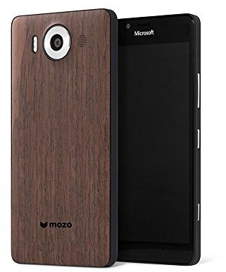MOZO 950bbwwn Qi bezprzewodowy pokrowiec ochronny dla Microsoft Lumia 950 z technologią NFC Back ładowaniu Walnut drewniane