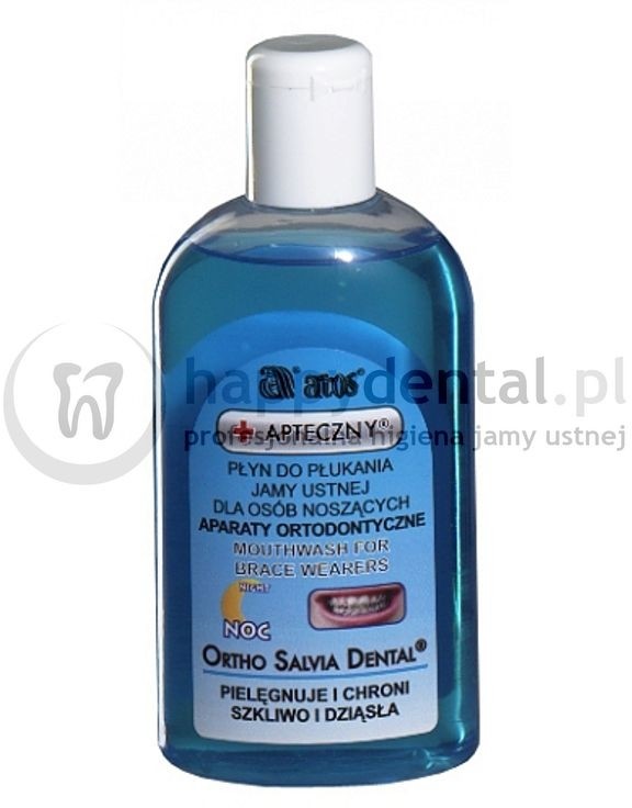 Atos ORTHO SALVIA DENTAL Fluor (Noc) 200ml - PŁYN do płukania jamy ustnej dla os