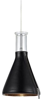 Markslojd Lampa wisząca ZIP pendant clear glass/black lether 106805