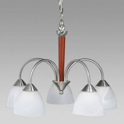 Prezent Lampa wisząca MAXIM 5X60W E27 Satyna/Drewno 25032