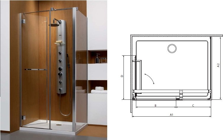 Radaway Carena KDJ 90x90 prawa profil chrom szkło przejrzyste 34402-01-01NR