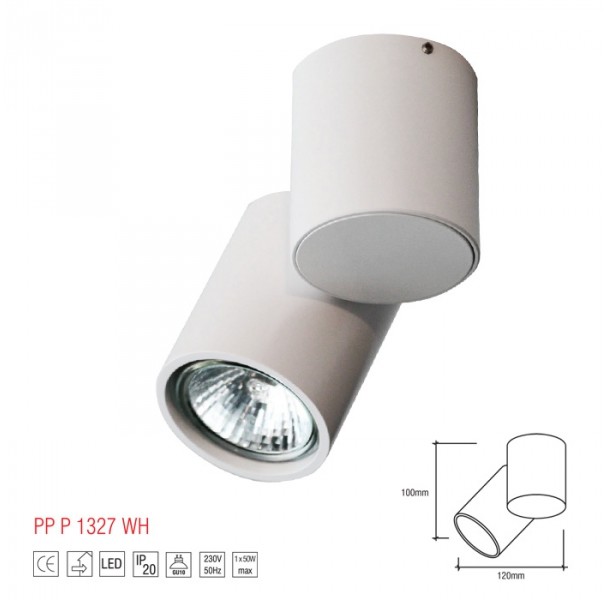 Light&More P 1327/W REFLEKTOR NOWOCZESNA LAMPA SUFITOWA OPRAWA NATYNKOWA ALUMINIUM BIAŁY GU10 LED (LM P 1327/W)