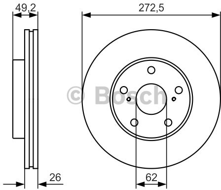 BOSCH Tarcza hamulcowa przednia, 0 986 479 R45  0986479R45