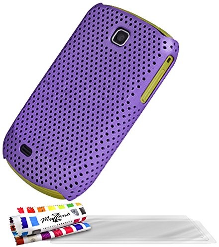 Samsung Ultraflache harte Schutzhülle S5570 [Alveolia Premium] [Lila] von MUZZANO + 3 Display-Schutzfolien UltraClear + STIFT und MICROFASERTUCH MUZZANO GRATIS - Das ULTIMATIVE, ELEGANTE UND LANGLEBI