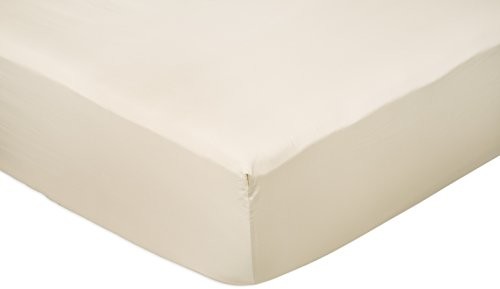 AmazonBasics dopasowane, odporne na zagniecenia prześcieradło na gumkę, z satynowej bawełny, liczba nici: 400, rozmiar Super King, beżowe FTD-BGE-008