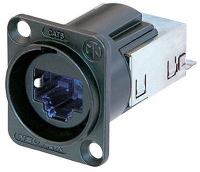 Neutrik ne8fdy C6-B kształt litery D Cat6 gniazdo do wbudowania w czarnym obudowie chromowanego NE8FDY-C6-B