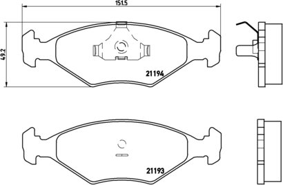BREMBO Zestaw klocków hamulcowych, hamulce tarczowe P 23 040