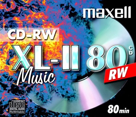 Maxell 624865 CD-RW 80 nagrywania (ze stykiem do słuchania muzyki, 700 MB, ueberschreibbar, 1er Jewelcase) 624865.59.GB