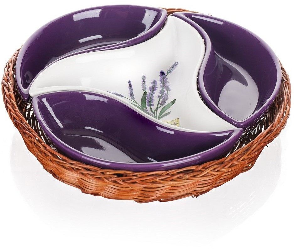 Banquet Lavender 4-częściowa miska do serwowania w koszyku