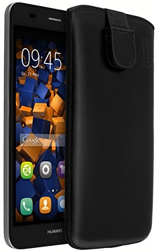 Mumbi prawdziwe etui skórzane do Huawei Y3 II (klapka z funkcją wyciągania pomoc do wyciągania), czarny