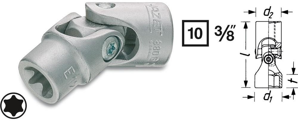 Hazet Nasadka 3/8 10 mm) 880G-E8 Torx zewnętrzny Długość netto 43 mm T 8