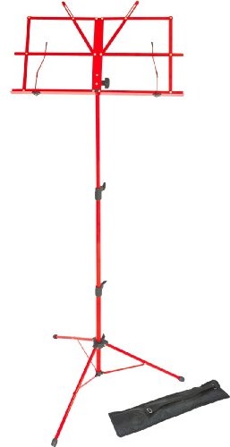 LAWRENCE Lawrence LMS02-RD składany statyw na nuty, regulowany, metalowy, z torbą do transportowania, czerwony LMS02-RD