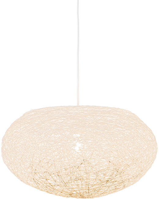 QAZQA Rustykalna lampa wisząca biała 50cm - Corda Flat