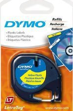 Dymo TAŚMA LETRA TAG- 12MM X 4M PLASTIKOWA ŻÓŁTA (S0721570)