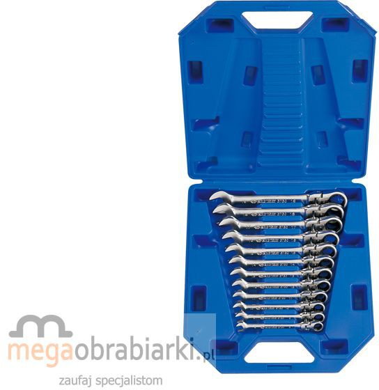 KING TONY Zestaw kluczy płasko - oczkowy z grzechotką 13012MR