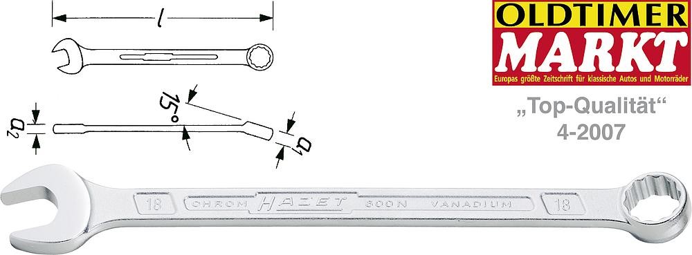 Hazet Klucz płasko-oczkowy 600N-30 30 mm Długość netto 405.5 mm