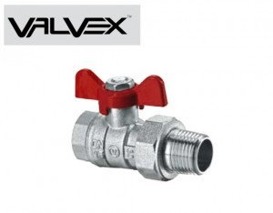 Valvex ONYX ZAWÓR KULOWY PROSTY NIKLOWANY Z DŁAWIKIEM, PÓŁŚRUBUNKIEM I MOTYLKIEM