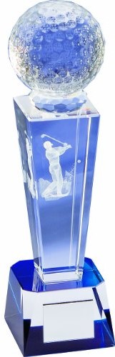 Longridge Uni Golf Trofeum Kryształ 3D Laserbeschriftete, Biały (CR9035C)