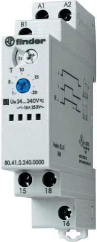 Finder Przekaźnik czasowy 1CO 8A 24-240V AC/DC, AI, DI, SW, BE, CE, DE : zakresy