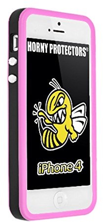 APPLE Horny Protectors etui na iPhone 4 (nie 4S) z metalowym Button, czarny/różowy