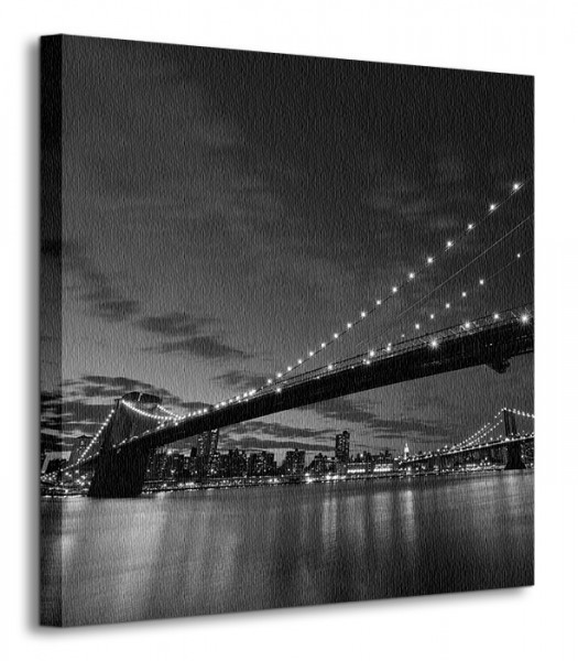 Nice wall Brooklyn Bridge nocą BW - Obraz na płótnie CKS0220