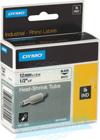 Taśma/rurka termokurczliwa Dymo Rhino 12mm x 1,5m - biała - 18055