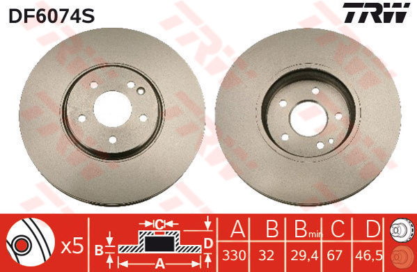 TRW Tarcza hamulcowa DF6074S
