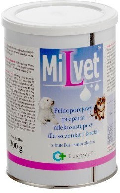 Eurowet Milvet Preparat mlekozastępczy dla szczeniąt i kociąt 300g 7089