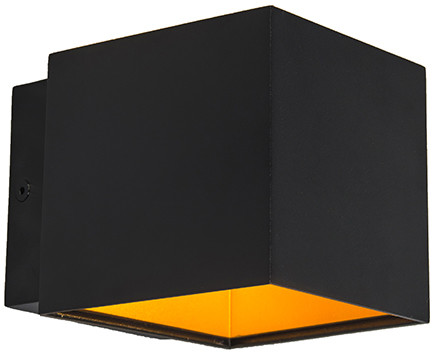 QAZQA Designerska lampa ścienna czarno-złota w tym LED - Caja
