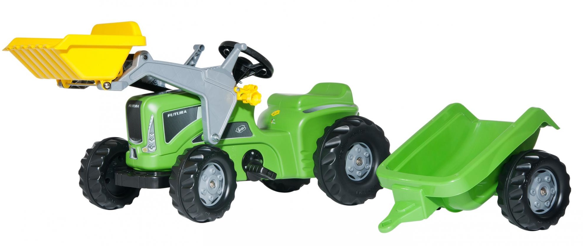 Rolly Toys Traktor Kid Futura z łyżką i przyczepą, zielony, Gwarancja terminu lu