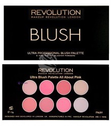 Makeup Revolution Blush & Contour Palette paleta 8 róży do policzków All About Pink 13g