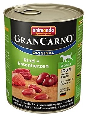 Animonda Gran Carno Hundefutter Adult Rind + Entenherzen, 6Er Pack (6 X 400 G)