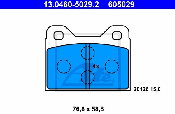 ATE KLOCKI HAM 13.0460-5029.2 AUDI 100 70-76/ VW K70 1.6 70-71 13.0460-5029.2