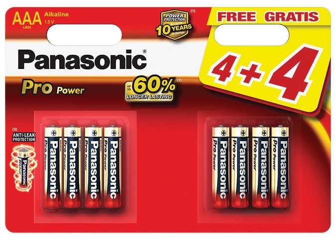Panasonic 8 x Alkaline PRO Power LR03/AAA blister