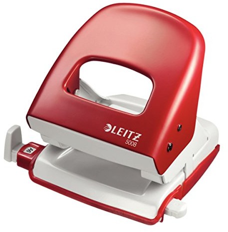 Leitz NeXXt dziurkacz biurowy, metalowy, dziurkuje do 30 kartek, czerwony 50080025