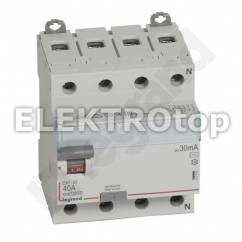 Legrand WYŁĄCZNIK RÓŻNICOWOPRĄDOWY P 304 4P 40A 30MA TYP AC SERII DX3, 411703